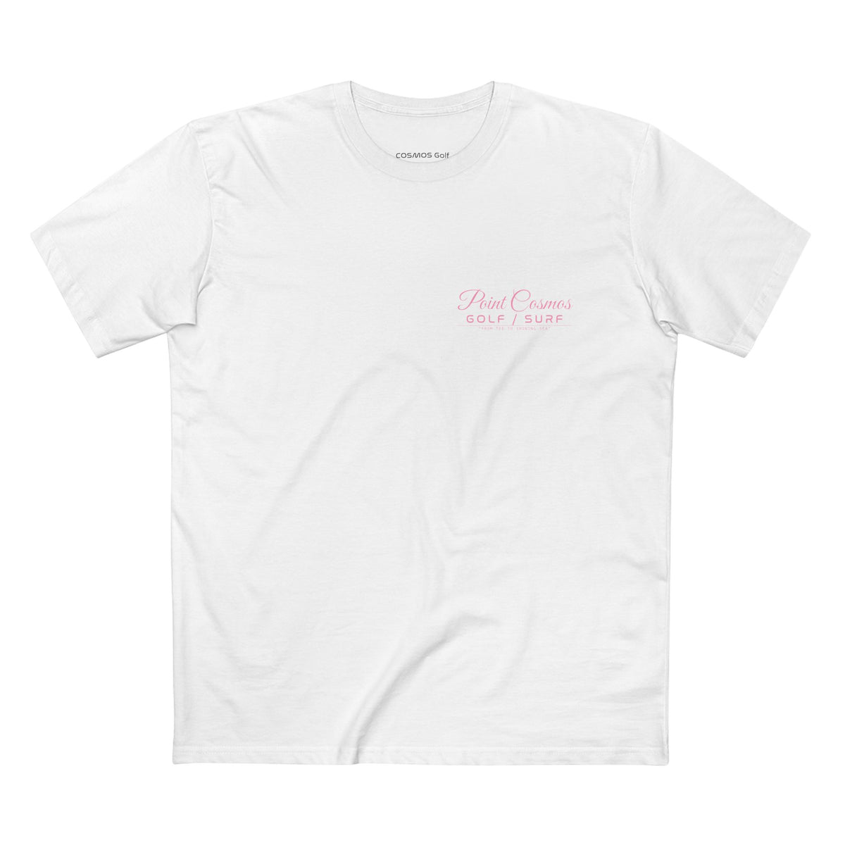 Point Cosmos Surfboard Tee in white, front, GOLF / SURF chest print