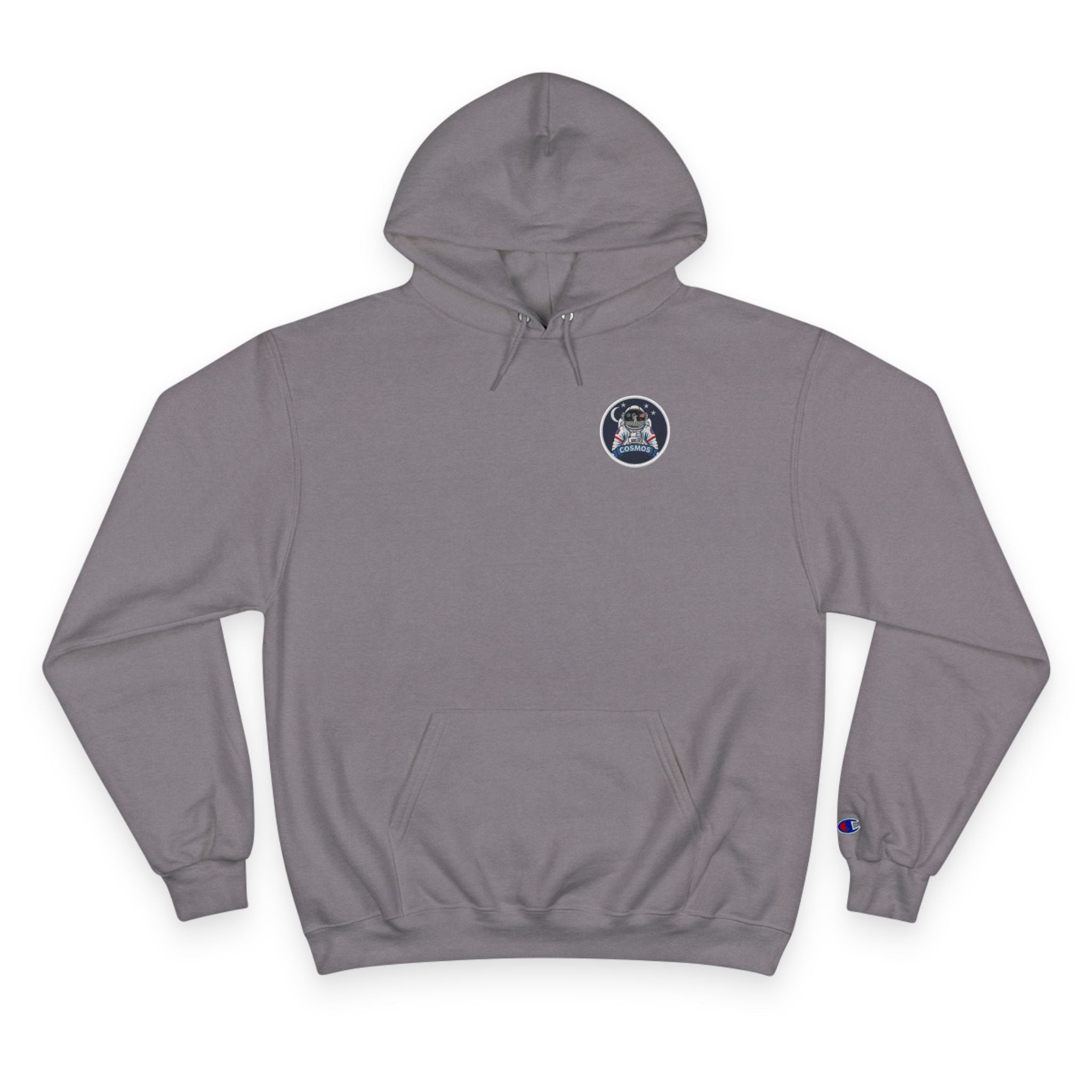 Champion Hoodie — Minimal Black Hoodie with Small Chest Patch Logo