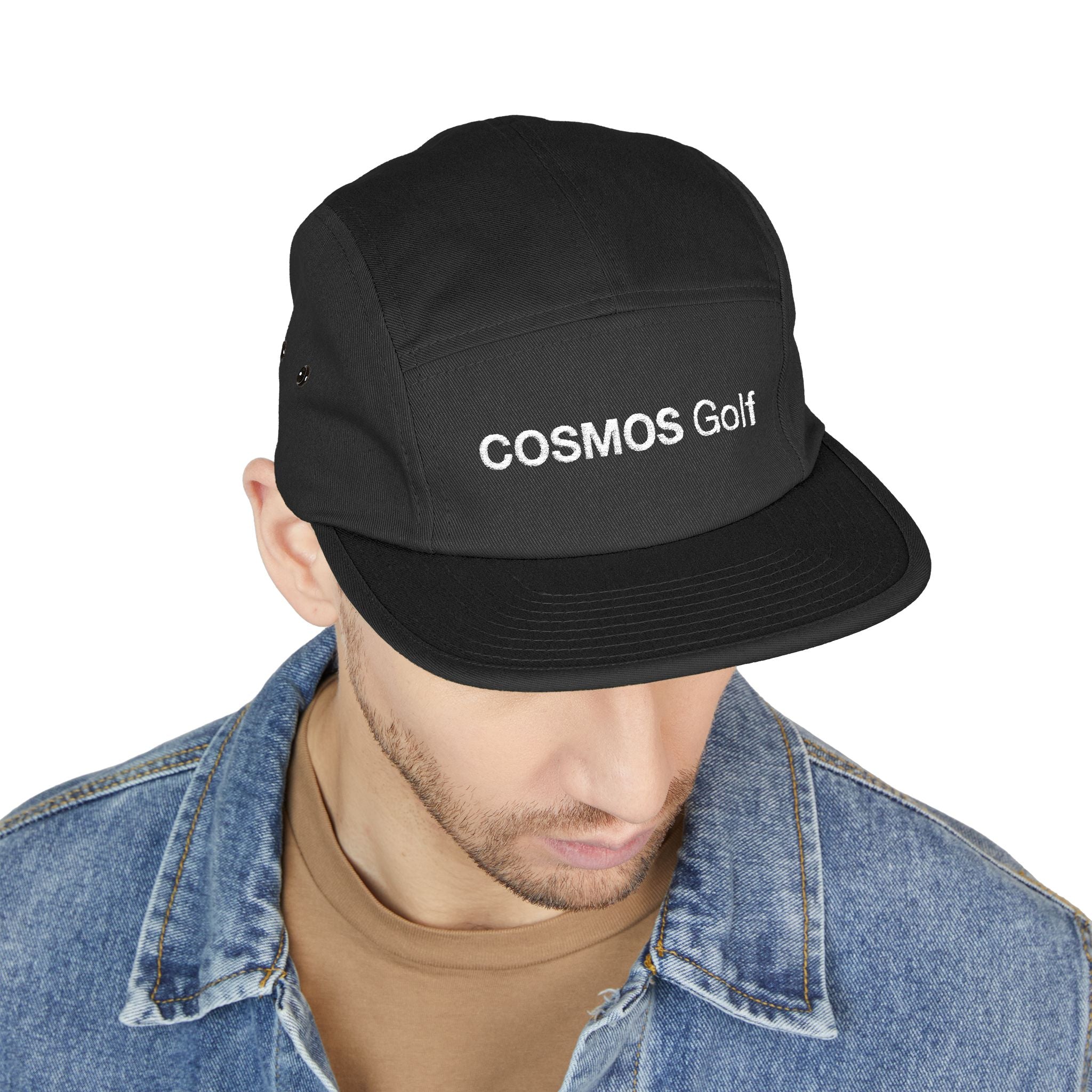COSMOS Golf Embroidered 5-Panel Cap — Sporty Casual Hat for Golfers