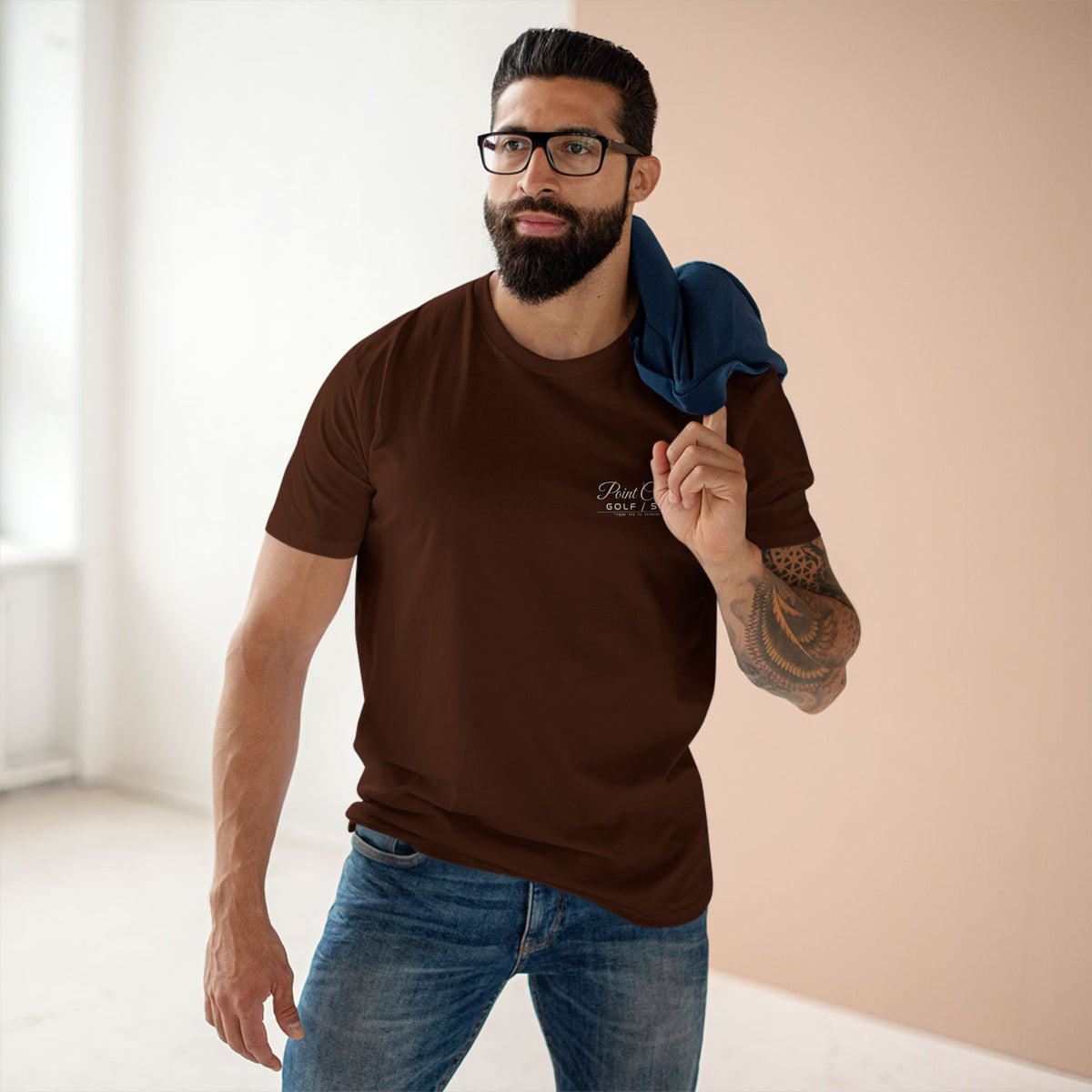 Dark Chocolate Point Cosmos Surfboard Tee, on model